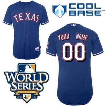 customized texas rangers jersey blue cool base 2010 world series patch baseball jersey customized texas rangers jersey blue cool base 2010 world series patch baseball jersey