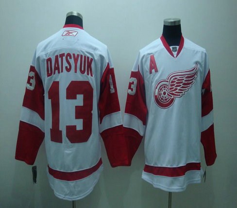 detroit red wings #13 pavel datsyuk white a patch