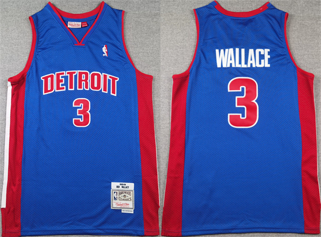 en's Detroit Pistons #3 Ben Wallace Blue Throwback Stitched Jersey en's Detroit Pistons #3 Ben Wallace Blue Throwback Stitched Jersey