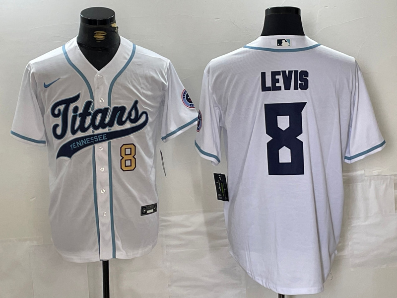 en's Tennessee Titans #8 Will Levis White With Patch Cool Base Stitched Baseball Jersey 2 en's Tennessee Titans #8 Will Levis White With Patch Cool Base Stitched Baseball Jersey 2