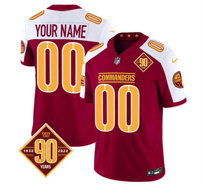 en's Washington Commanders Active Player Custom Burgundy White 2023 F.U.S.E. 90th Anniversary Vapor Limited Stitched Football Jersey en's Washington Commanders Active Player Custom Burgundy White 2023 F.U.S.E. 90th Anniversary Vapor Limited Stitched Football Jersey