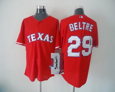 exas Rangers #29 Adrian Beltre Red MLB Jerseys(Signed)