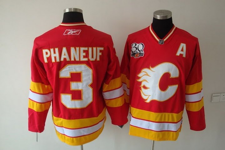 hockey jerseys,calgary flames 3# phaneu red 30th