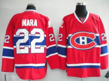 hockey montreal canadiens #22 paul mara stitched replithentic red jersey