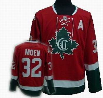 hockey montreal canadiens #32 travis moen stitched replithentic new cd red green jersey