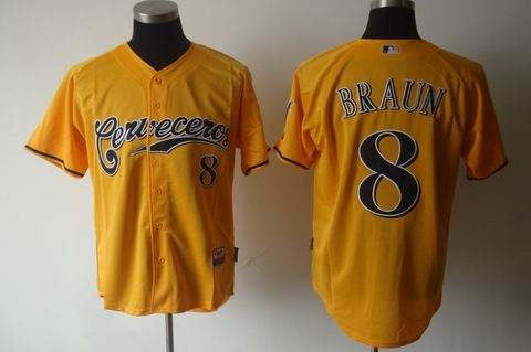 jerseys milwaukee brewers 8 braun yellow