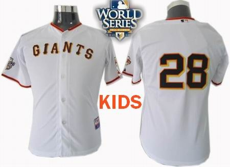 kids 2010 world series patch giants #28 buster posey white kids 2010 world series patch giants #28 buster posey white