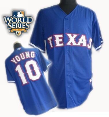 kids 2010 world series patch texas rangers #10 young blue