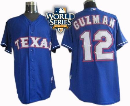 kids 2010 world series patch texas rangers #12 guzman blue