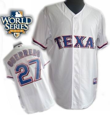 kids 2010 world series patch texas rangers #27 guerrero white kids 2010 world series patch texas rangers #27 guerrero white