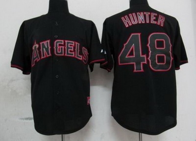 los angeles angels #48 torii hunter pitch black fashion jersey