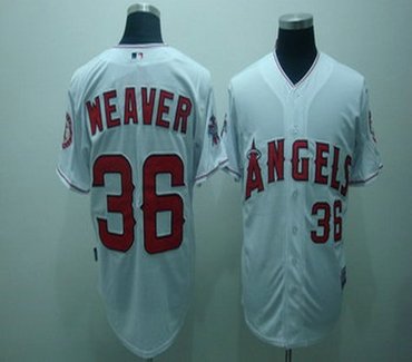 los angeles angels 36 jered weaver white jerseys coolbase1
