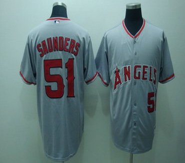 los angeles angels 51 joe saunders grey jerseys