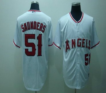 los angeles angels 51 saunders white jerseys1