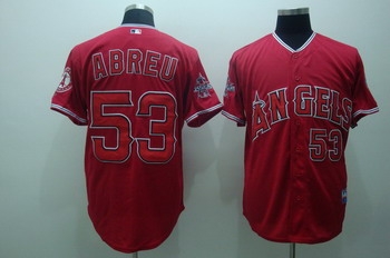 los angeles angels 53 bobby abreu red jerseys cool base