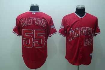 los angeles angels 55 matsui red jerseys cool base