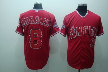 los angeles angels 8 morales red jerseys all star patch