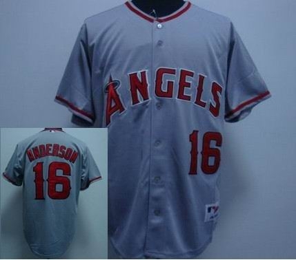 los angeles angels of anaheim &16 garrett anderson gray mlb jersey