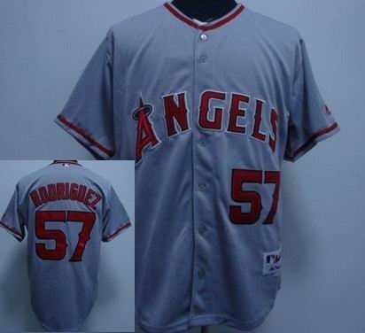 los angeles angels of anaheim &57 rodriguez gray mlb jersey