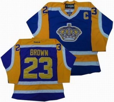 los angeles kings #23 dustin brown yellow purple jersey