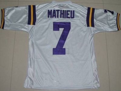 lsu tigers #7 tyrann mathieu white embroidered ncaa jersey lsu tigers #7 tyrann mathieu white embroidered ncaa jersey