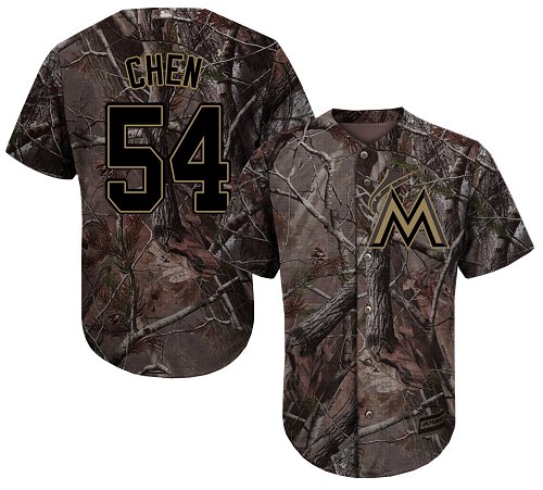 marlins #54 Wei-Yin Chen Camo Realtree Collection Cool Base Stitched Baseball Jersey