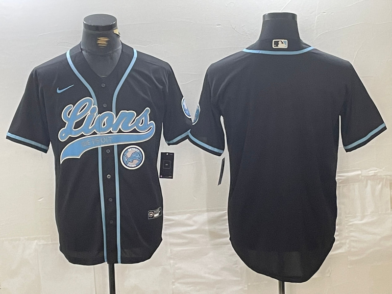 men's detroit lions blank black cool base stitched baseball jersey