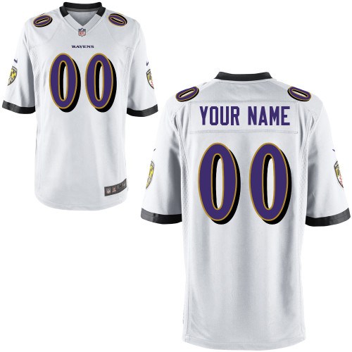 men's baltimore ravens customized game white jerseys