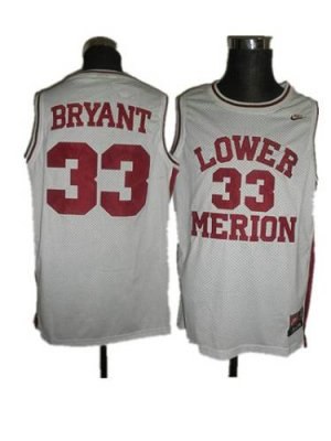 merion #33 kobe bryant white basketball embroidered ncaa jersey merion #33 kobe bryant white basketball embroidered ncaa jersey
