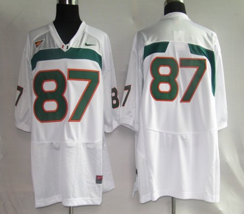 miami hurricanes jersey ncaa jerseys 87#  white jersey