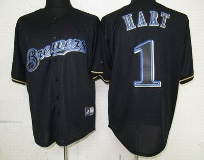 milwaukee brewers #1 corey hart pitch black fashion jersey