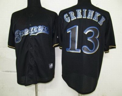 milwaukee brewers #13 zack greinke pitch black fashion jersey