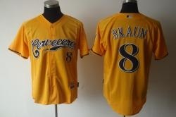 milwaukee brewers #8 ryan braun gold yellow jerseys