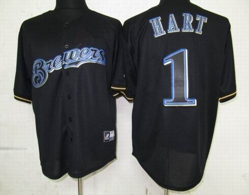 milwaukee brewers 1 corey hart pitch black fashion jersey