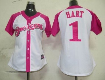 milwaukee brewers 1 hart fielder womens pink splash fashion jersey milwaukee brewers 1 hart fielder womens pink splash fashion jersey