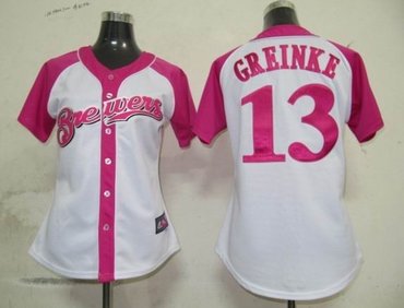 milwaukee brewers 13 greinke womens pink splash fashion jersey milwaukee brewers 13 greinke womens pink splash fashion jersey