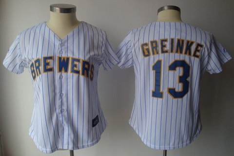 milwaukee brewers 13 zack greinke white women jersers milwaukee brewers 13 zack greinke white women jersers