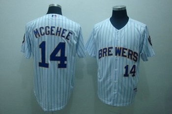 milwaukee brewers 14 casey mcgehee white jerseys (blue stripe)