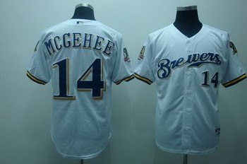 milwaukee brewers 14 casey mcgehee white jerseys 40th patch