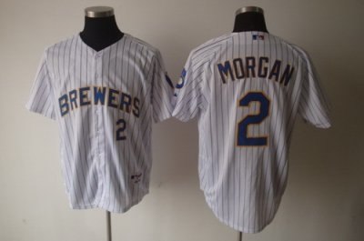 milwaukee brewers 2# nyjer morgan mlb white jerseys(black stripe)