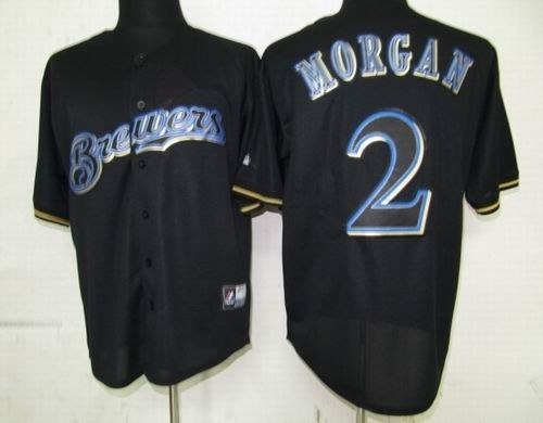 milwaukee brewers 2 nyjer morgan pitch black fashion jersey