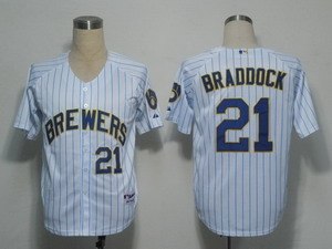 milwaukee brewers 21 braddock white(blue strip)