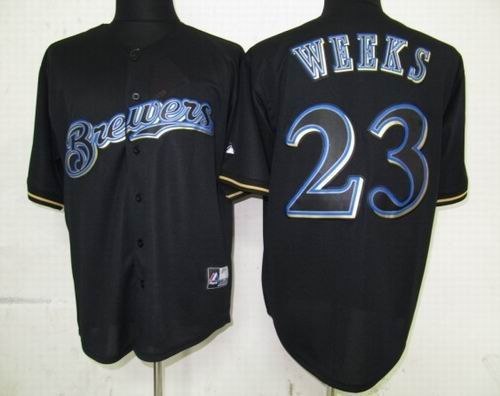 milwaukee brewers 23 rickie weeks pitch black fashion jersey