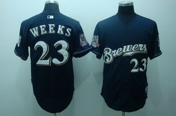 milwaukee brewers 23 weeks navy blue jersey 40th pacth