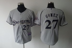 milwaukee brewers 27 carlos gomez grey cool base jerseys