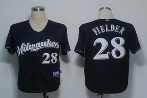 milwaukee brewers 28 fielder dark blue cool base m