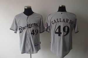 milwaukee brewers 49 yovani gallardo cool base jersey grey
