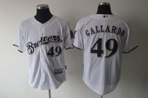 milwaukee brewers 49 yovani gallardo cool base jersey white