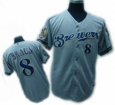 milwaukee brewers 8# ryan braun gray 40th