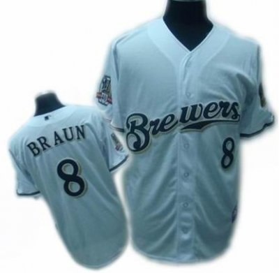 milwaukee brewers 8# ryan braun white 40th jerseys